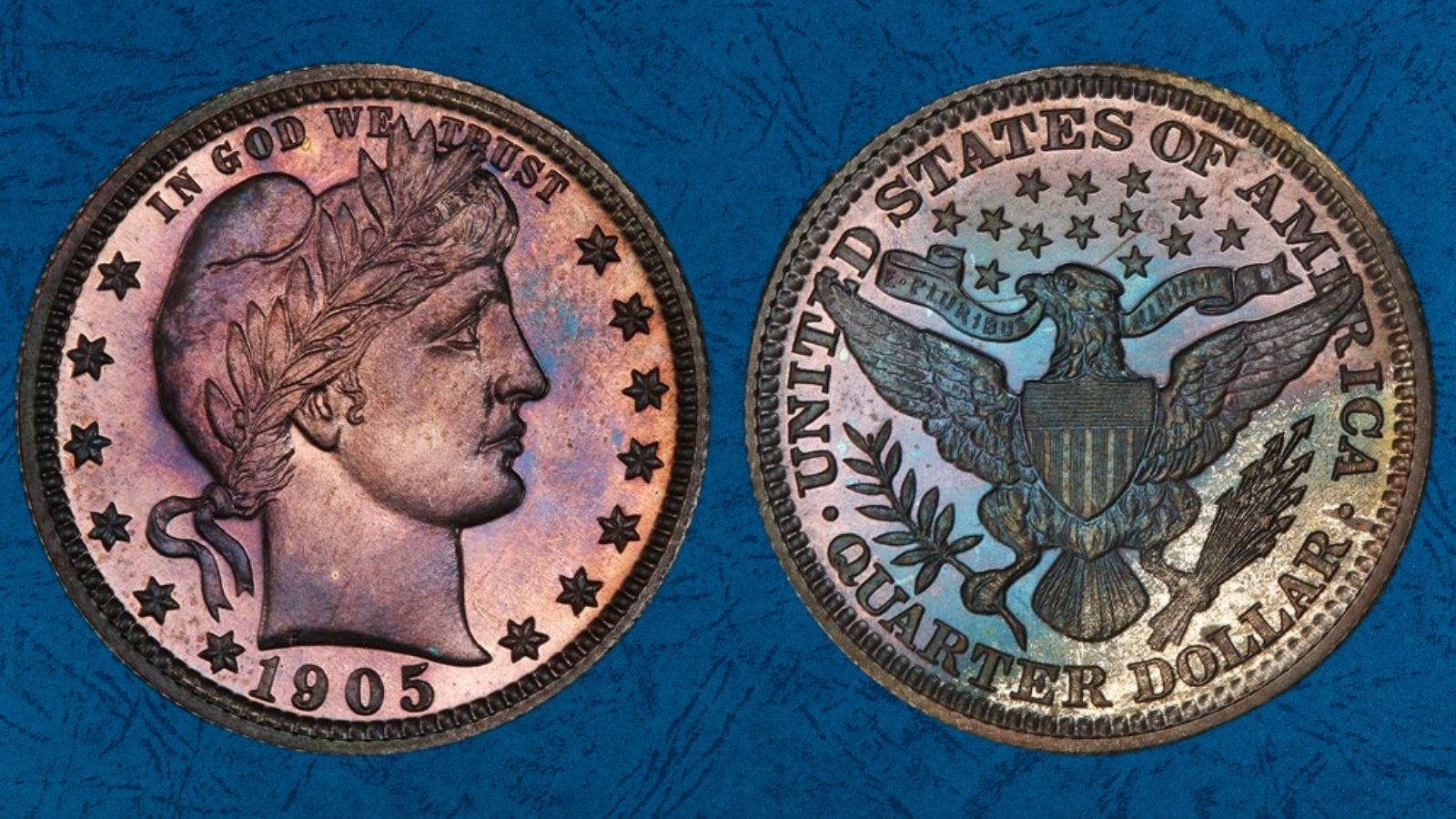 1905 Proof Barber quarter with mirror fields and frosted Liberty portrait in collector slab